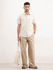Textured Slim Fit Half Sleeved Shirt | Off White