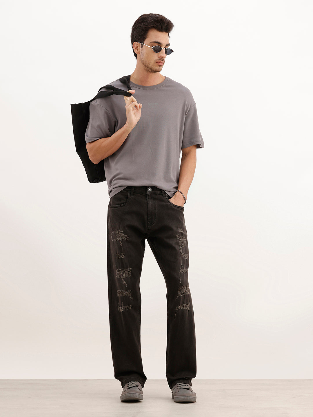 Distressed Anti Fit Denim Jeans | Black