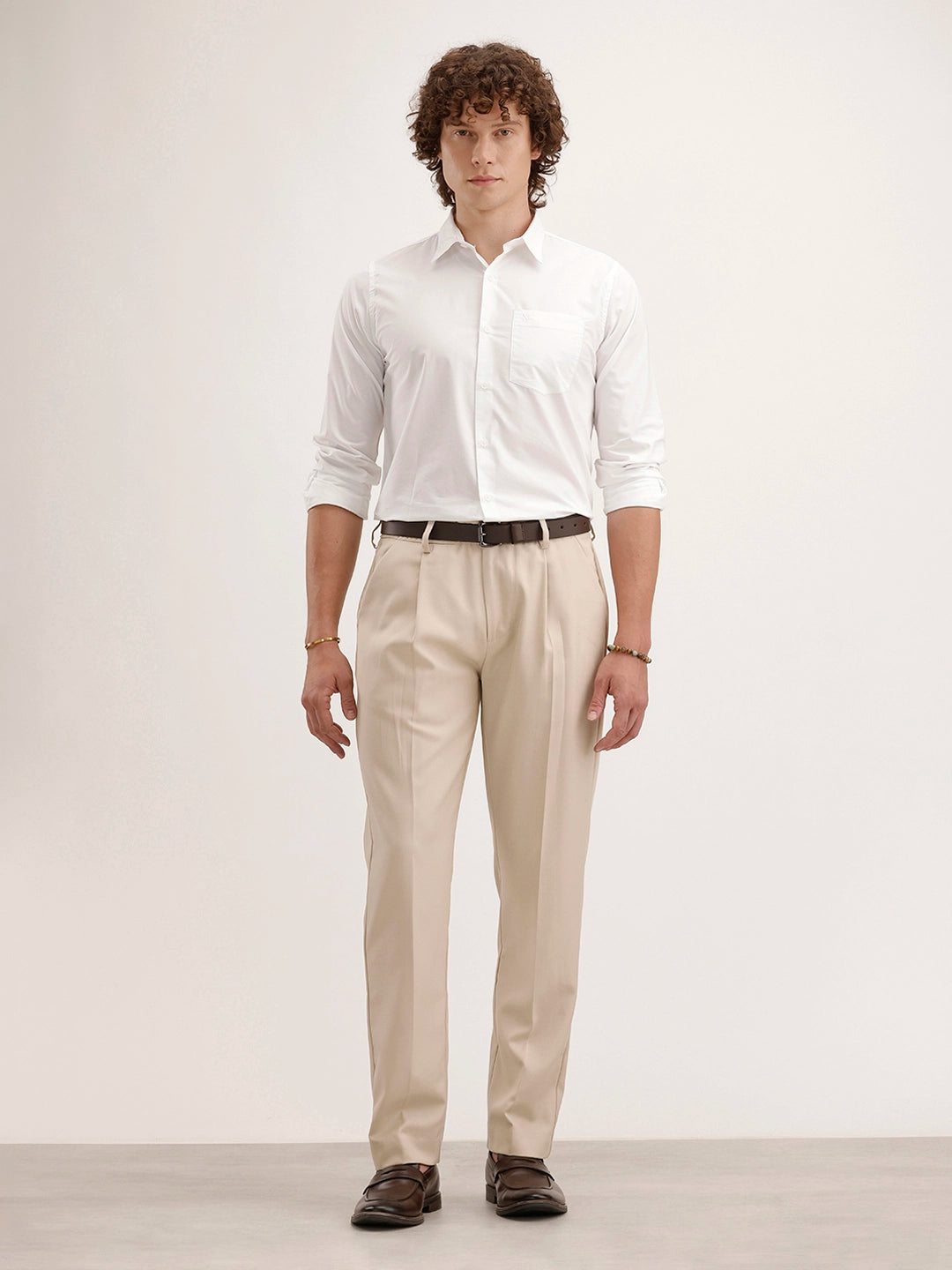 Solid Regular Fit Full Sleeve Shirt | White