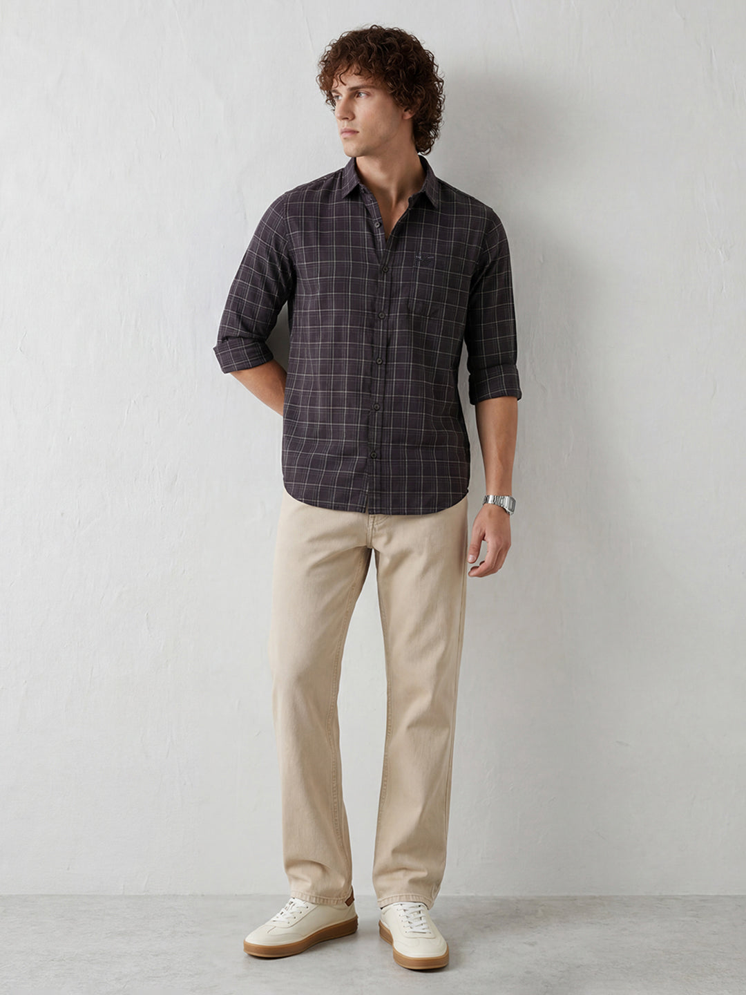 Regular Fit Checkered Shirt | Purple