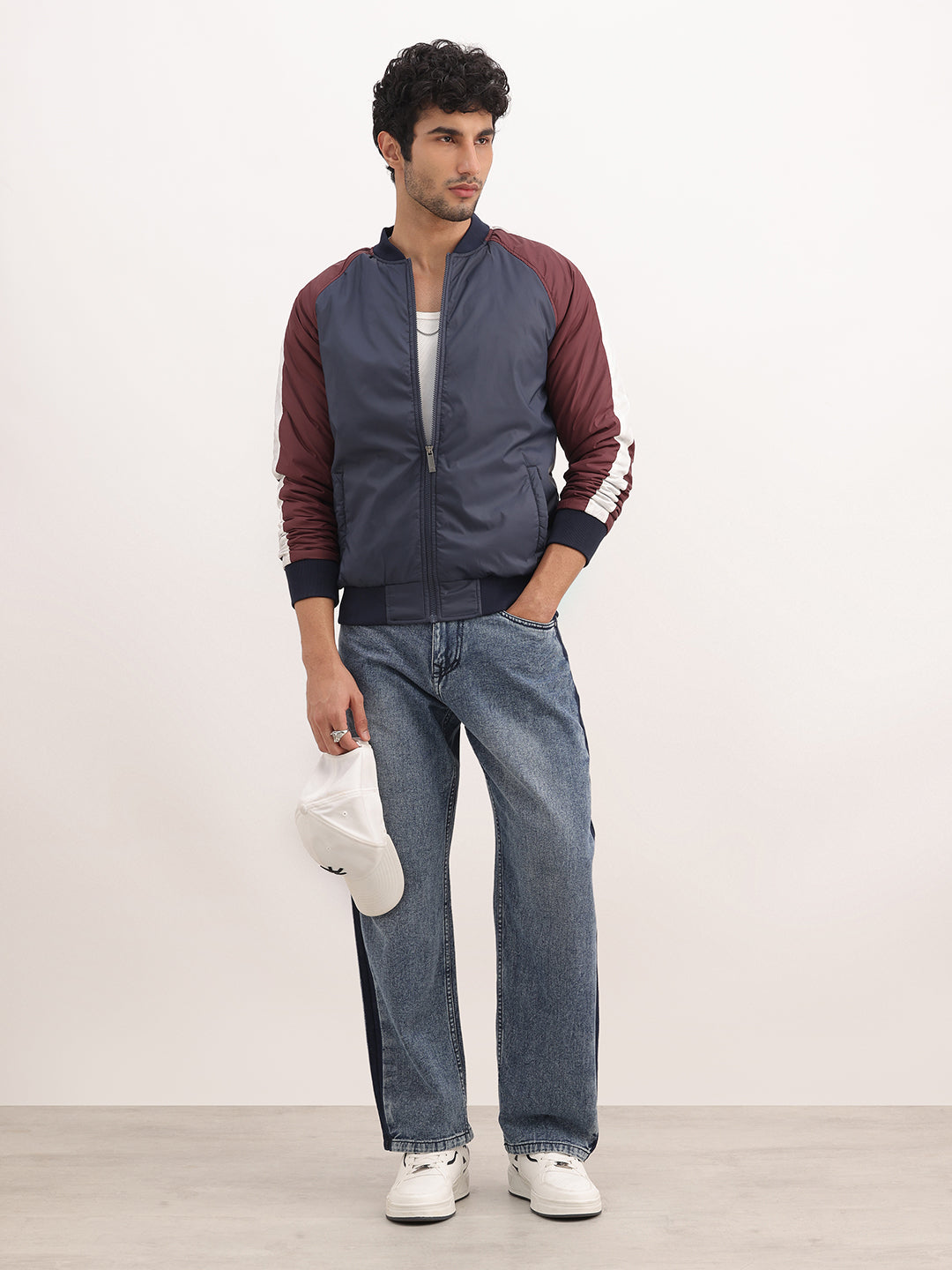 Relaxed Fit Bomber Jacket | Navy Blue
