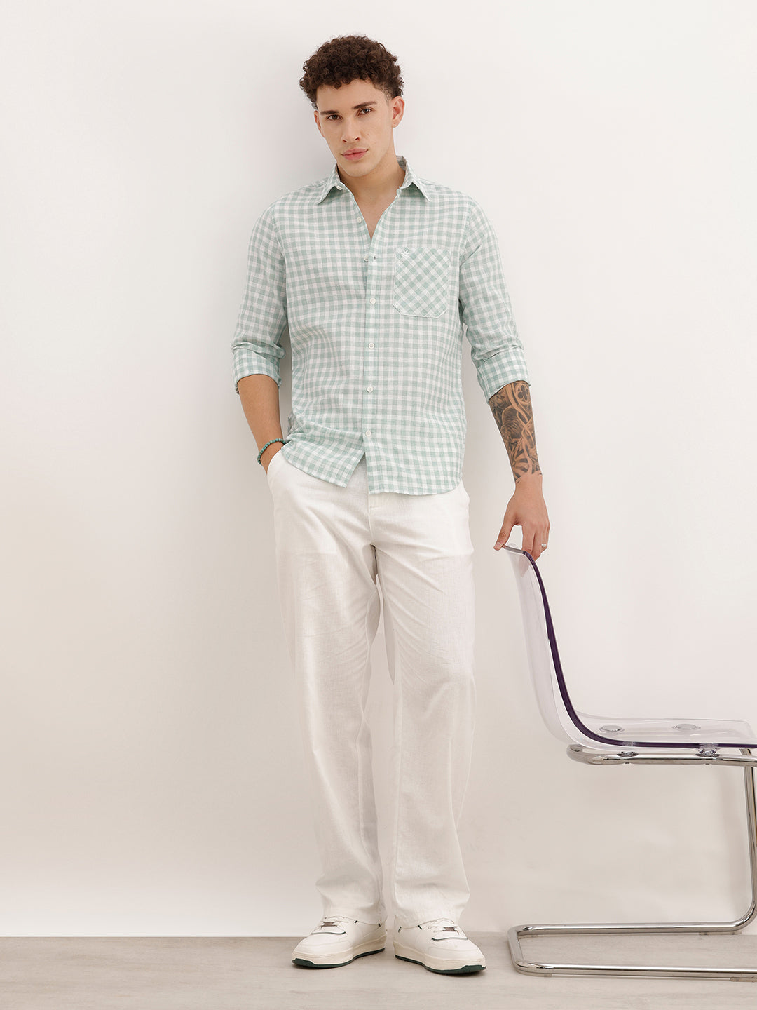 Regular Fit Full Sleeve Checkered Shirt | Green | WWSH0722MAZ