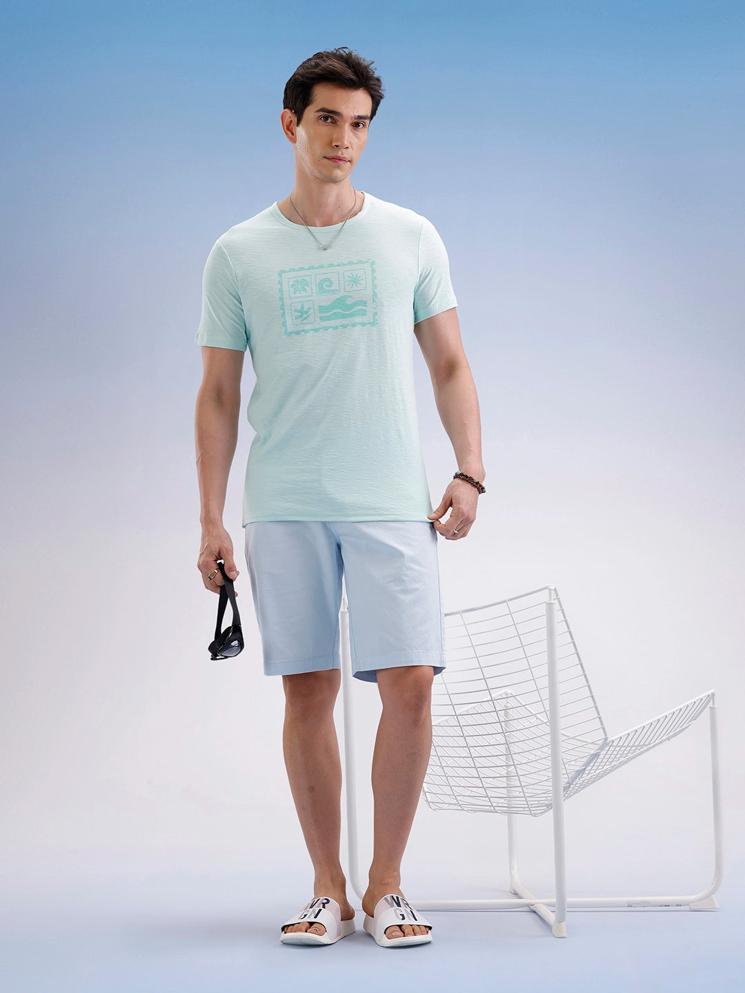 Slim Fit Textured T-Shirt  | Light Green