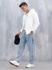 Men’s Solid Zip-Up Hoodie Sweatshirt | Snow White
