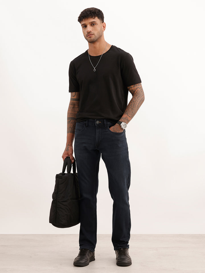 Faded Straight Fit Denim Jeans | Dark Grey