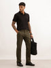 Straight Fit Solid Trouser | Olive