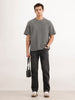 Straight Fit Faded Denim Jeans  | Grey