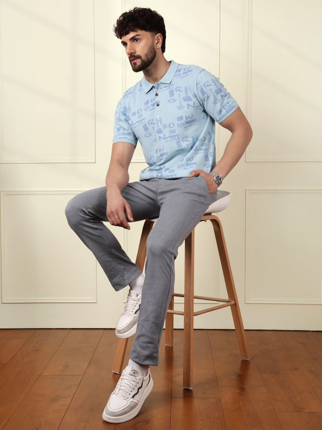 Wrogn Script AOP Polo T-Shirt