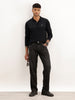 Slim Fit Full Sleeve Placement Printed Polo T-Shirt | Black