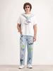 Loose Fit Placement Printed Denim Jeans | Light Blue