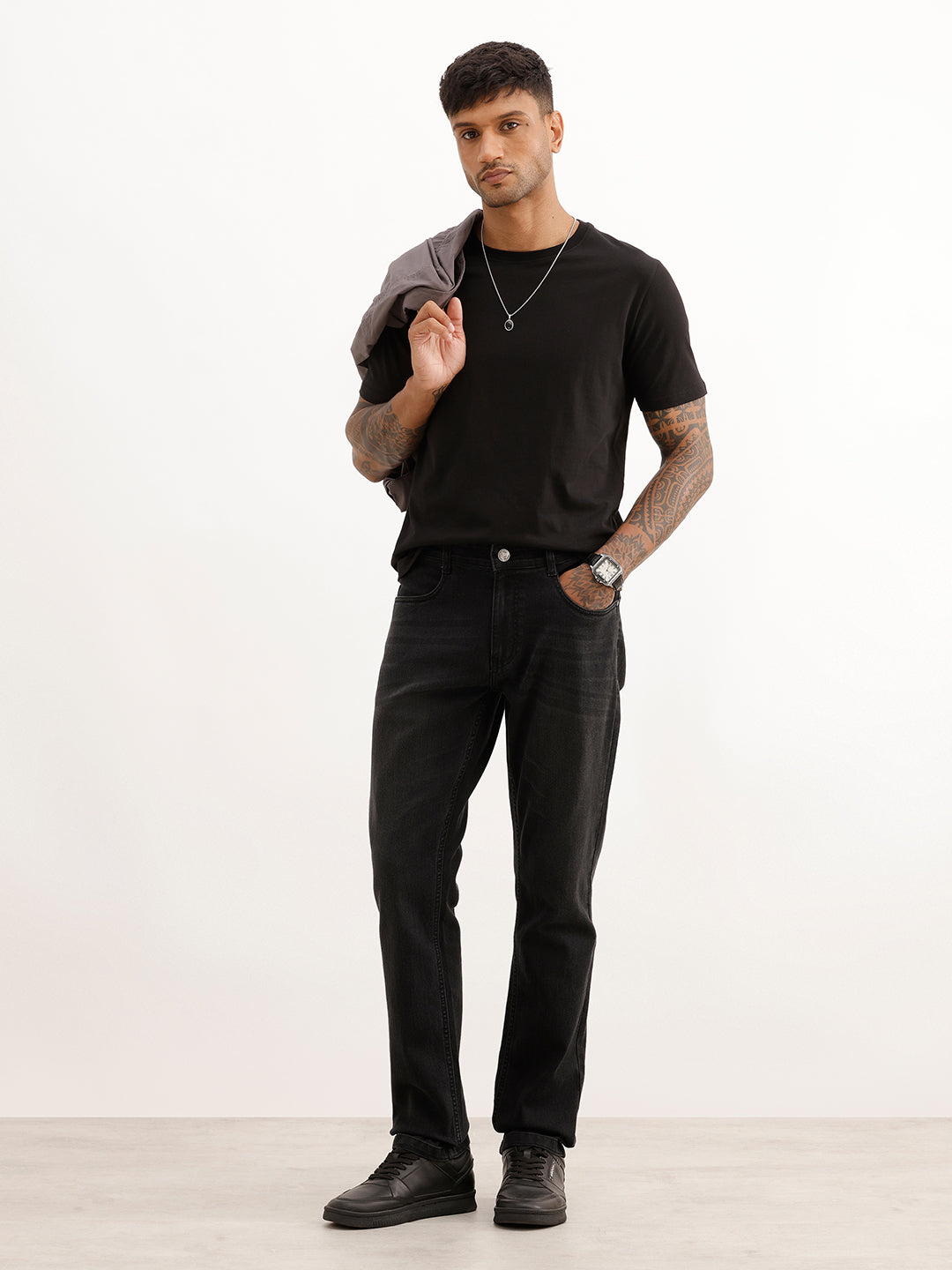 Faded Slim Fit Denim Jeans | Black