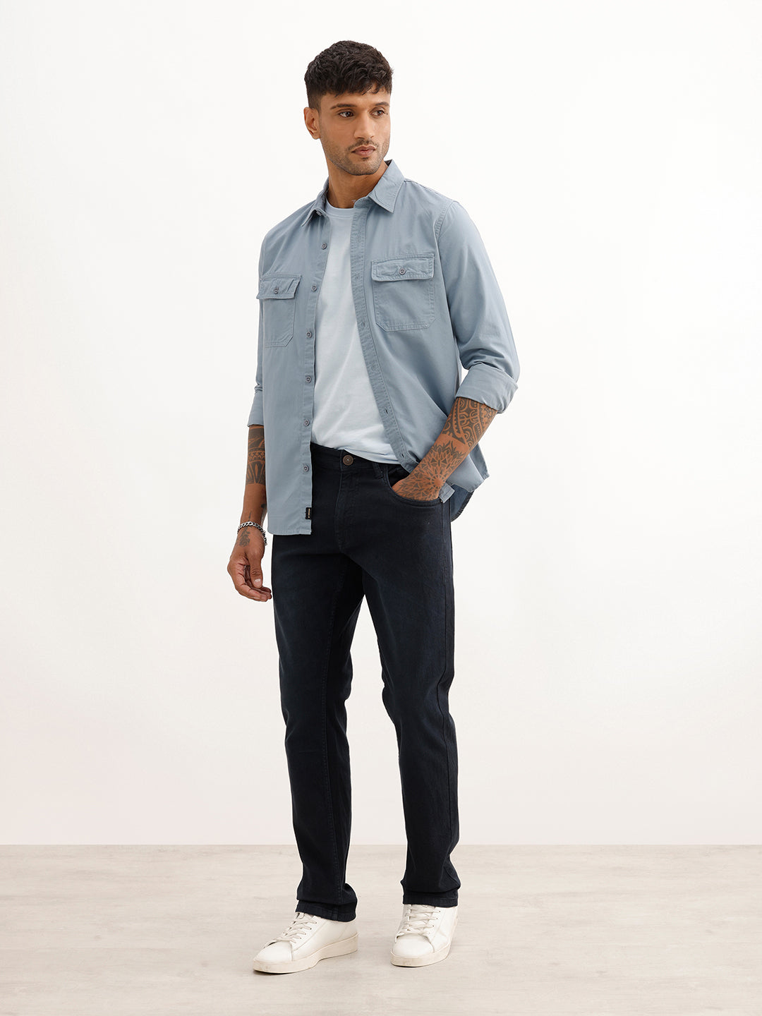 Solid Straight Fit Denim Jeans | Dark Blue
