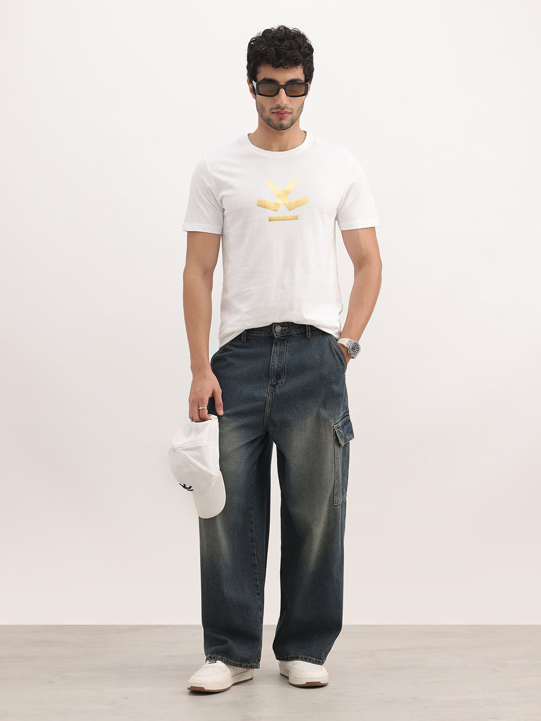 Slim Fit Foil Printed T-Shirt | White