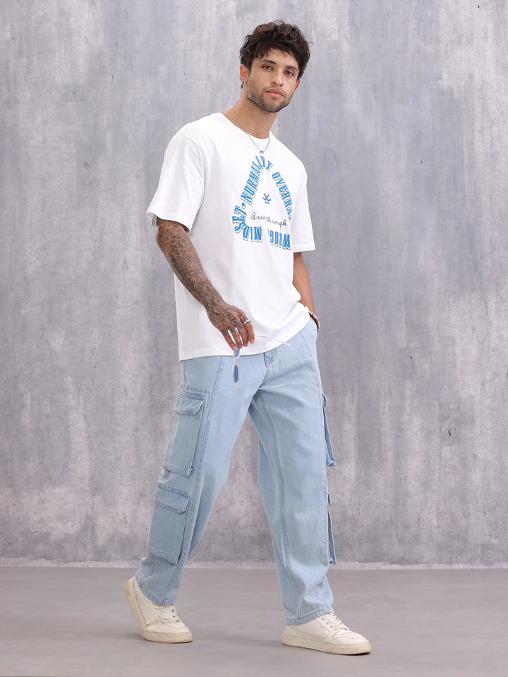 Retro Graphic Printed Oversized Fit T-shirt | White