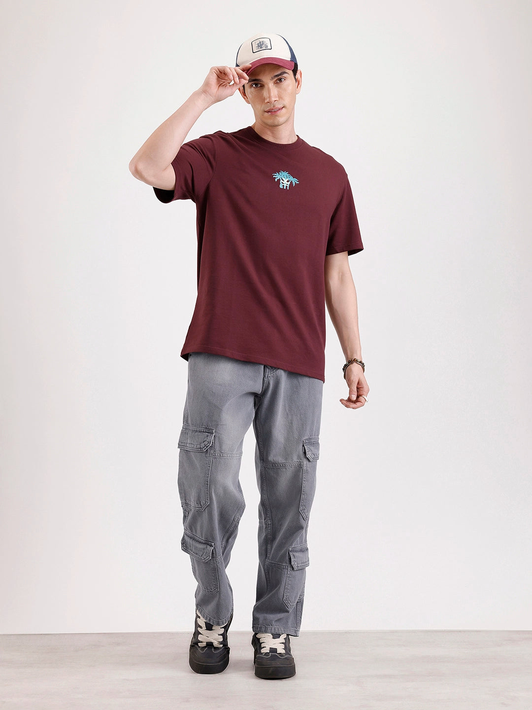Classic Printed Patch T-Shirt   |  Maroon