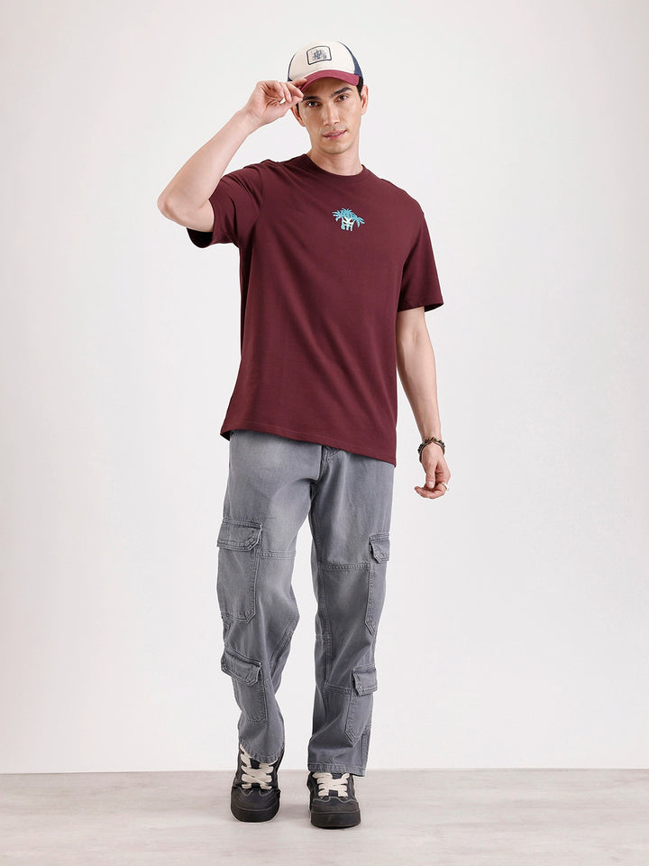 Classic Printed Patch T-Shirt   |  Maroon