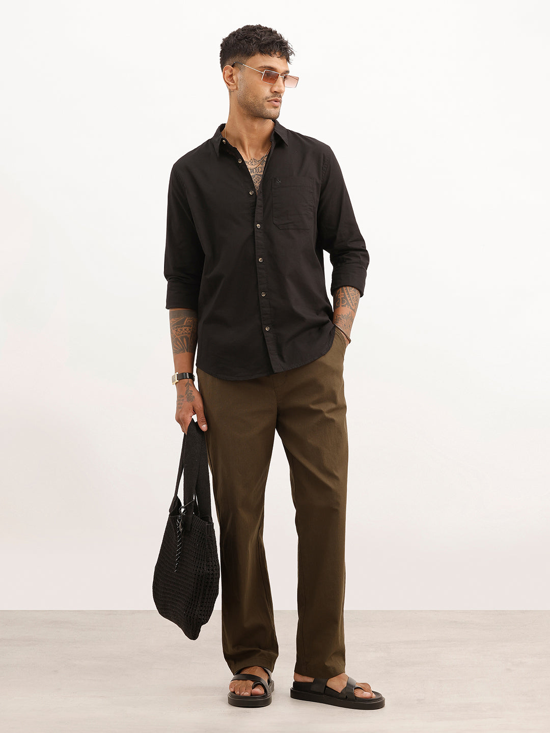 Solid Regular Fit Full Sleeve Shirt | Black | WRSH0772M