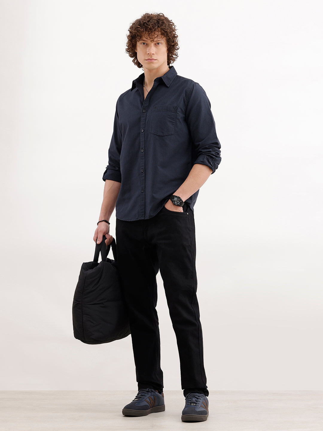 Striped Regular Fit Shirt | Dark Blue