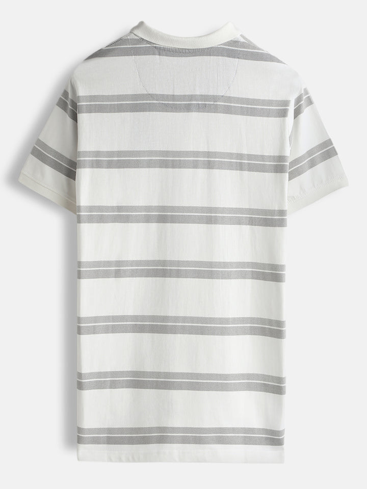 Striped Slim Fit Polo T-Shirt | Off White