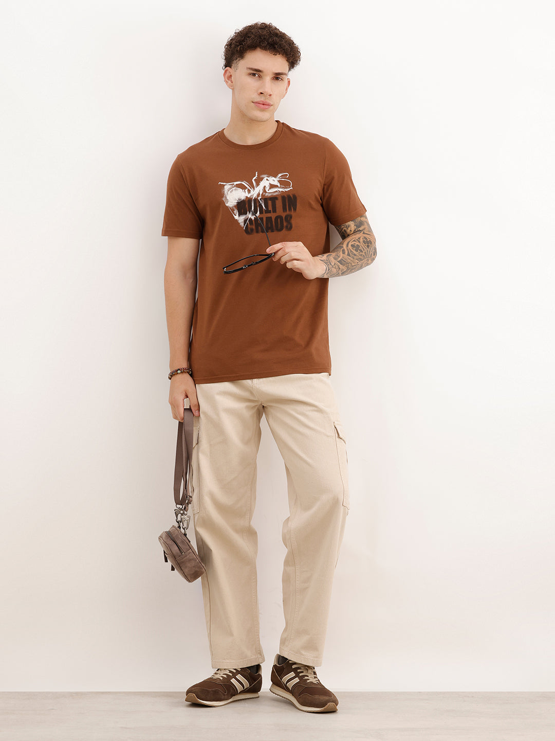 Slim Fit Placement Printed T-Shirt | Brown | WTS02HSSL1346S