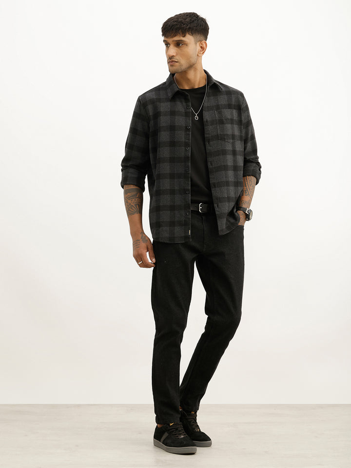 Solid Slim Cropped Denim Jeans | Black