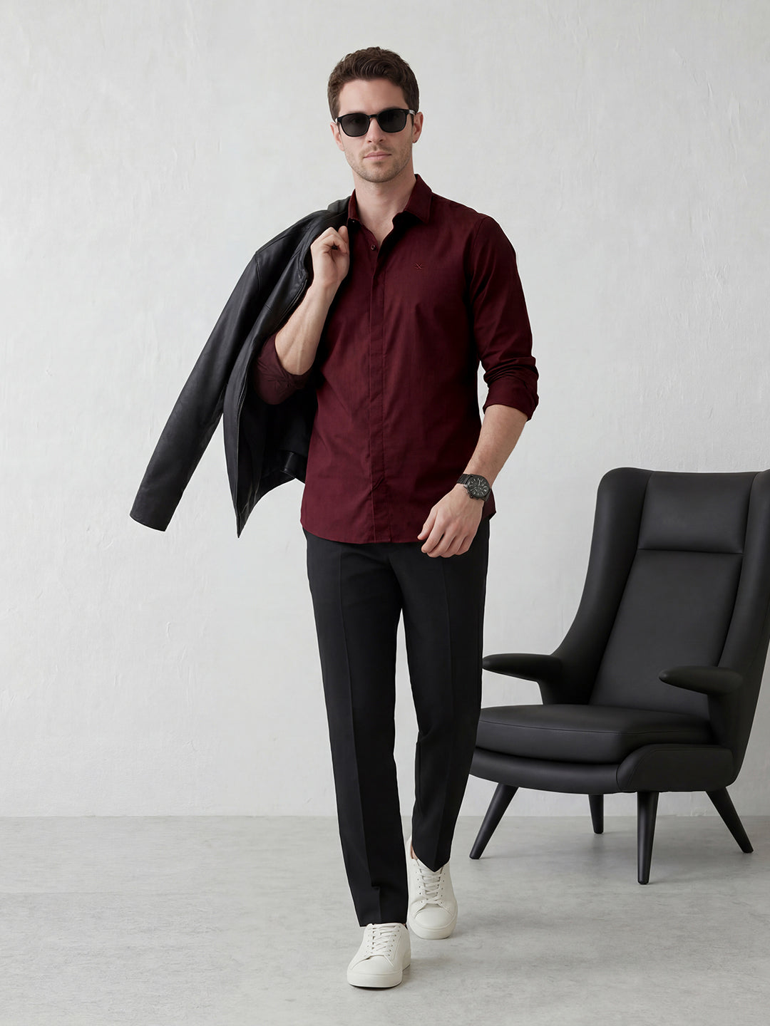 Casual Shirt with Sleek Elevated Style | Maroon