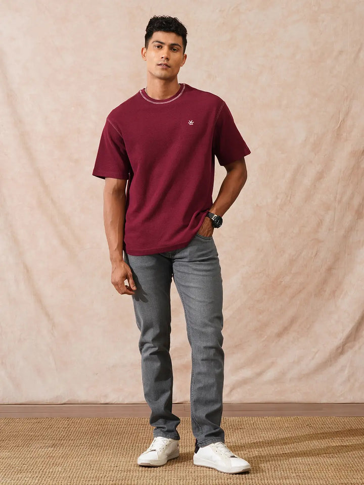 Solid Slim Tapered Jeans | Grey