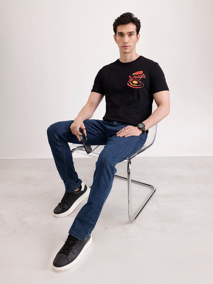 Classic Placement Printed T-Shirt   |  Black