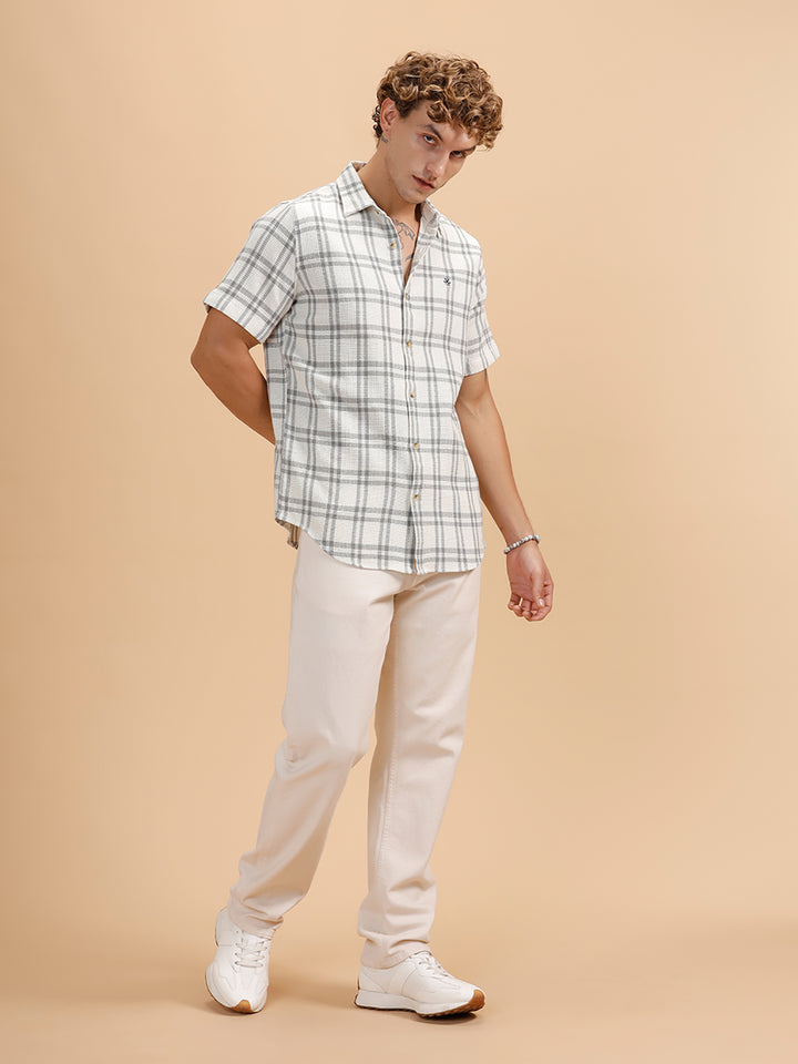 Textured Short Sleeve Shirt | Grey