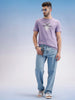 Slim Fit Puffer Printed T-Shirt | Purple
