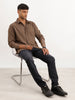Slim Fit Textured Stripes Shirt | Brown