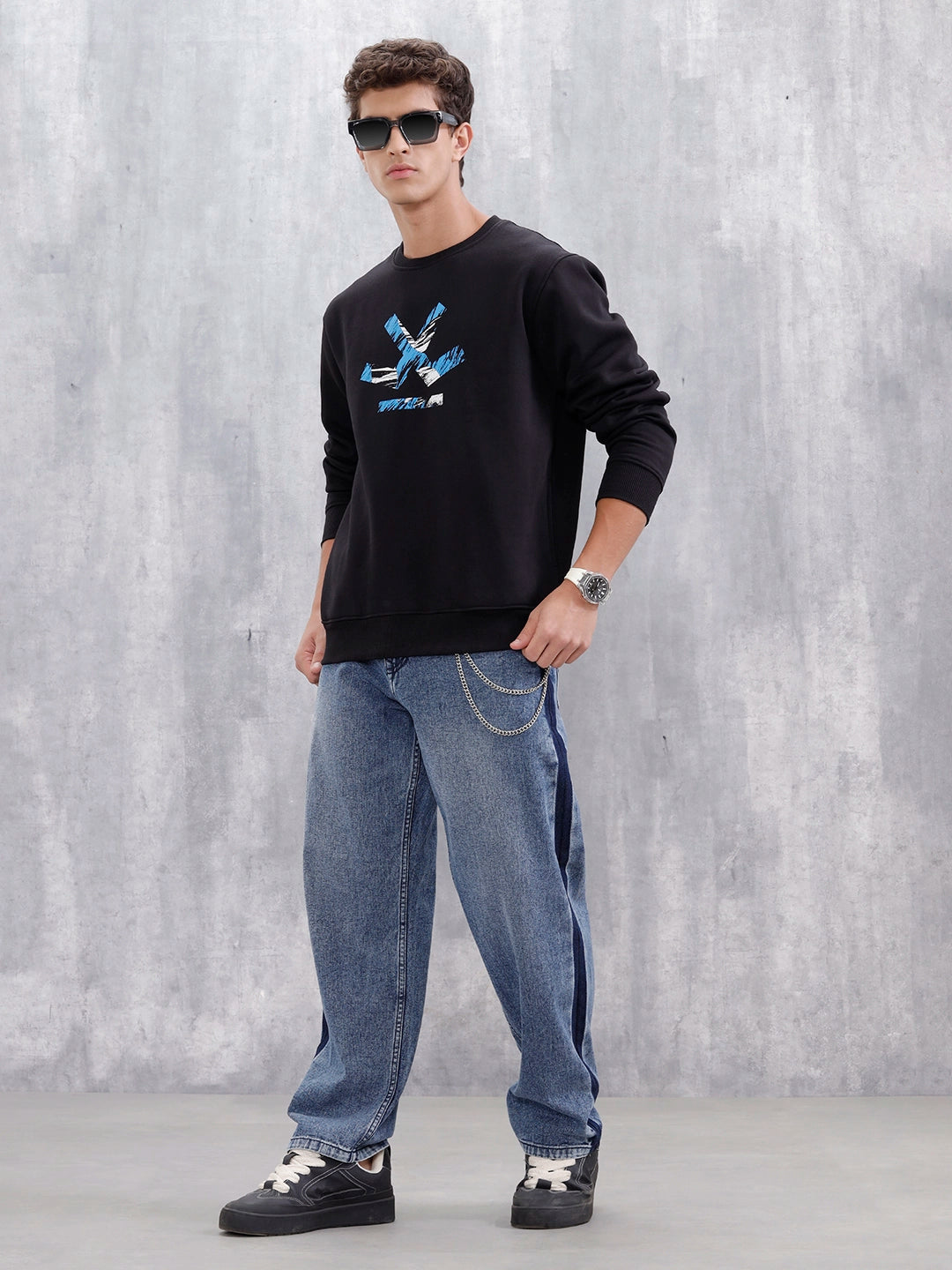 Men's Casual Branded Comfort Fit Sweatshirt | Black