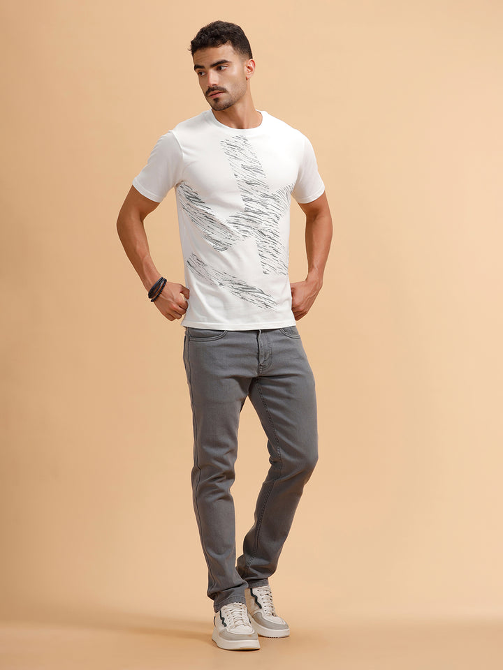 Scribbled Logo Printed T-Shirt | White