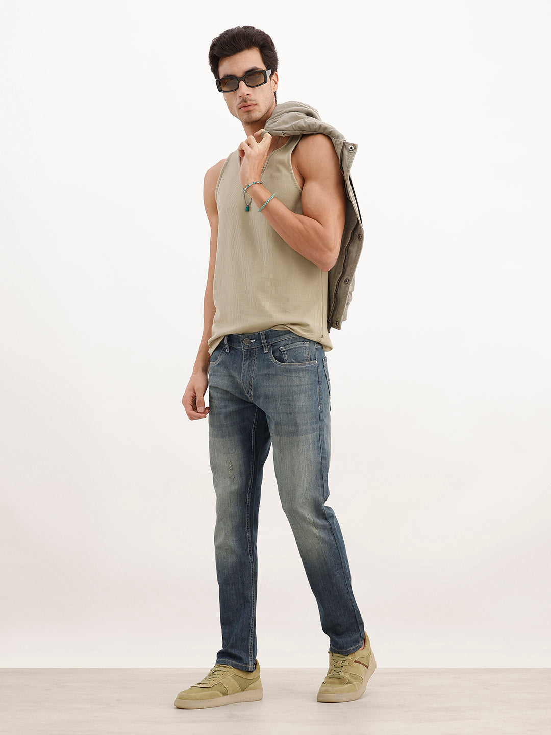Classic Faded Slim Fit Denim Jeans | Light Blue