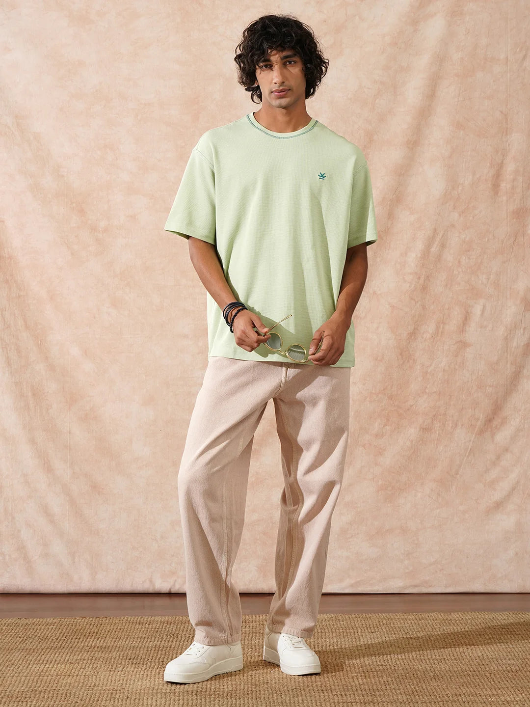 Textured Waffle Knit T-Shirt | Sage