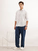 Slim Fit Striped 100% Cotton Shirt  | White
