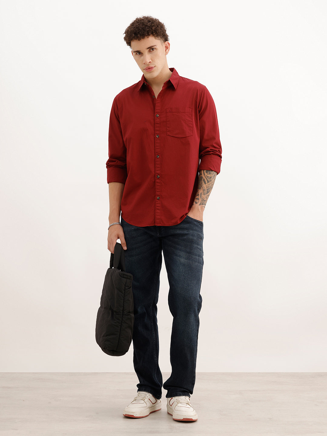 Solid Regular Fit Full Sleeve Shirt | Maroon | WVSH2570F