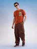 Slim Fit Placement Patch Printed T-Shirt  | Rust