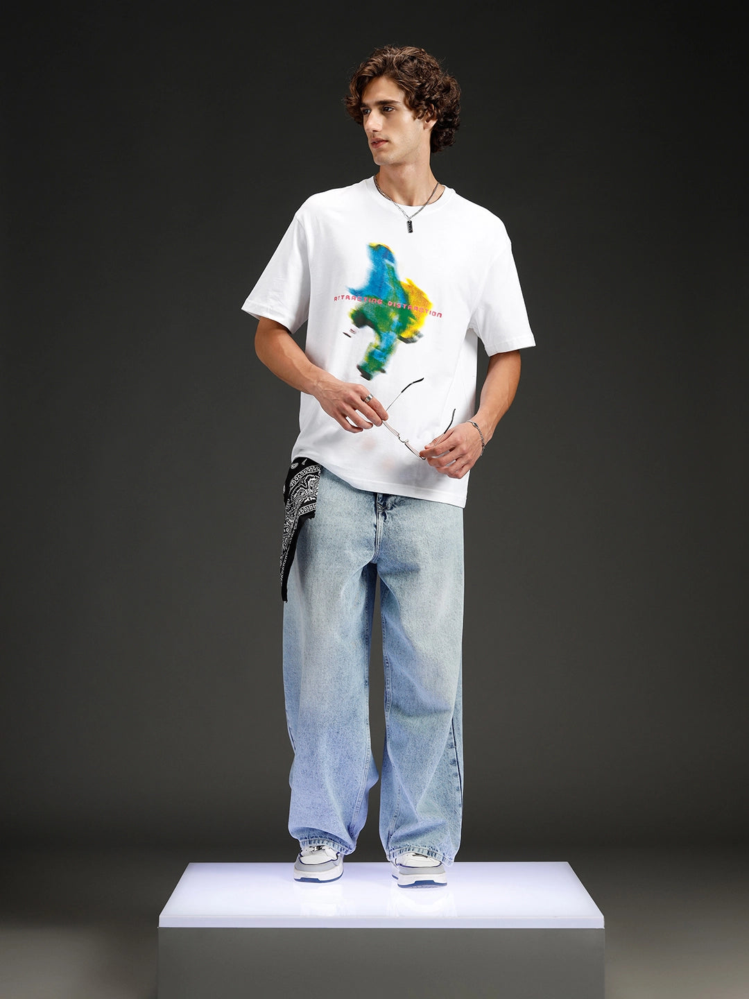 Wrogn Chest Printed Regular Fit T-shirt | White