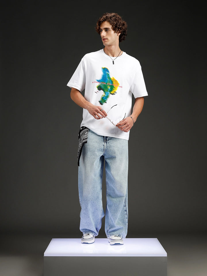 Wrogn Chest Printed Regular Fit T-shirt | White