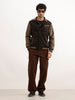 Classic Regular Fit Checkered Pannel Jacket | Brown