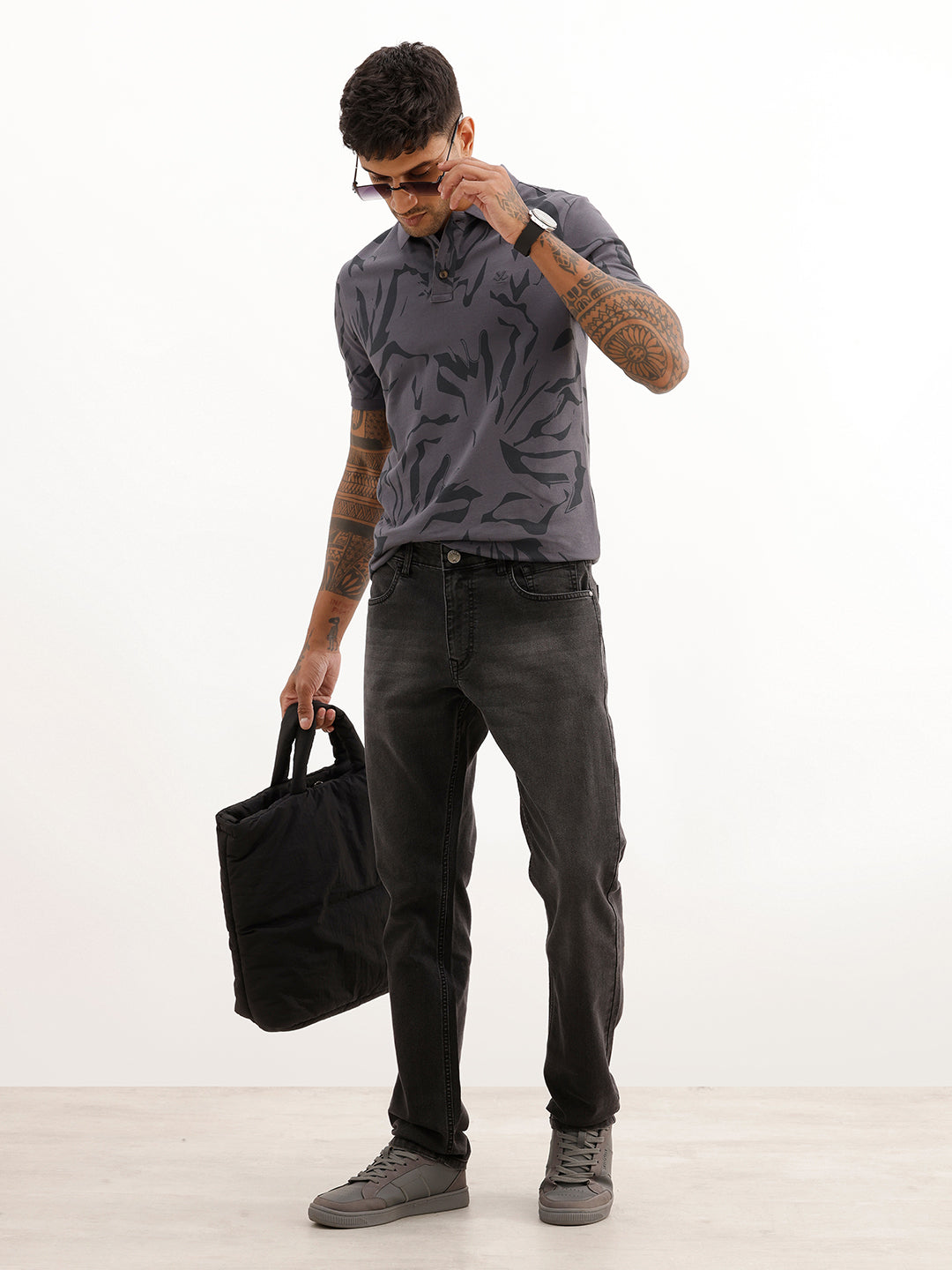 Faded Slim Fit Denim Jeans | Dark Grey