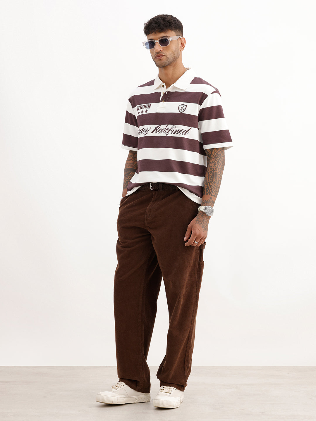 Comfort Fit Placement Printed Polo T-Shirt | Off White