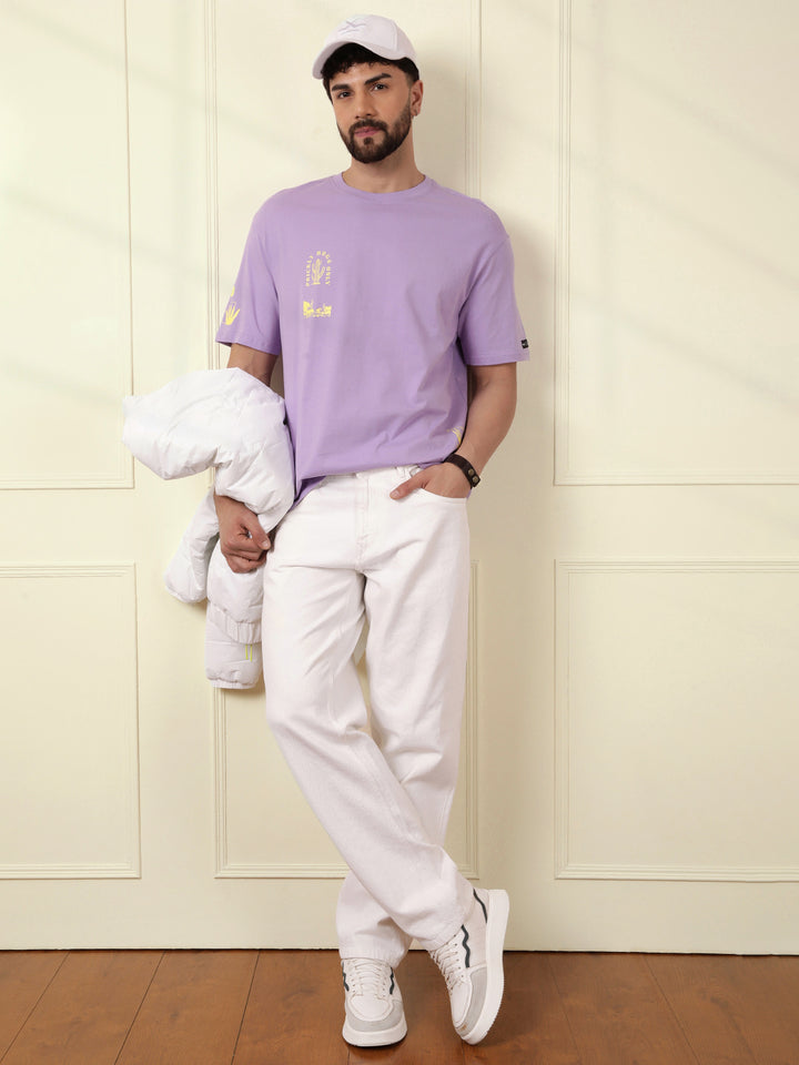Elite Purple Printed Oversized T-Shirt