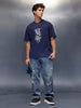 Placement Printed Regular Fit T-Shirt   |  Navy Blue