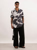 Slim Fit AOP Half Sleeve Shirt | Black | WSH02HSSL0155S