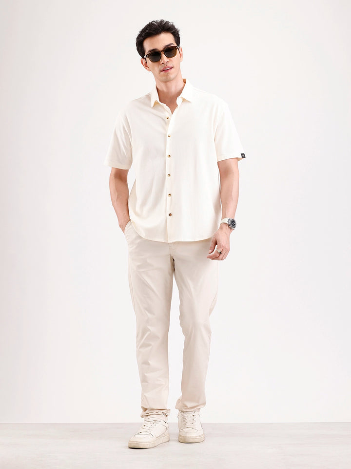 Solid Slim Fit Trouser   |  Cream