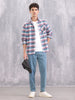 Textured Checkered Patchwork Shirt | Blue