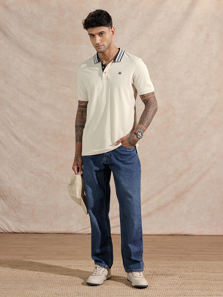 Solid Pique Polo T-Shirt | Beige