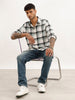Slim Fit Checkered Full Sleeve Shirt | Teal
